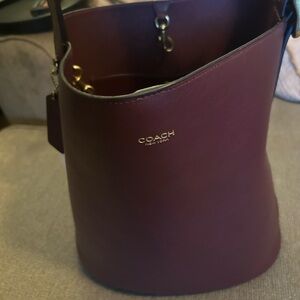 Coach Burgundy Leather Bucket Bag